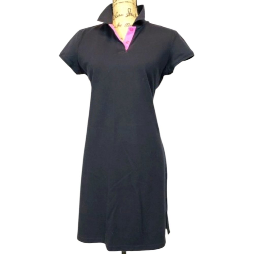 Saint Tropez West Black Knit Shirt Dress